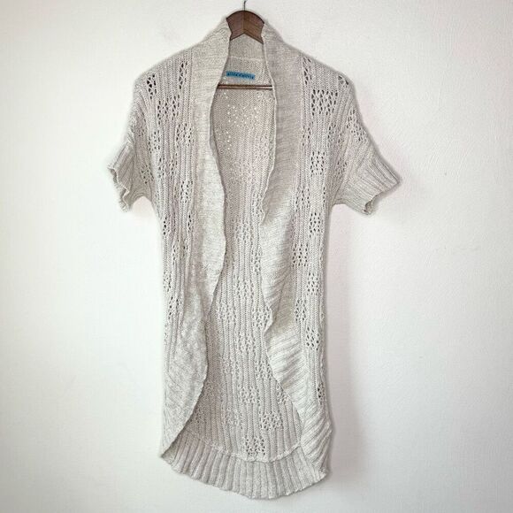 Alice & Olivia Beige Crochet Short Sleeve Cardigan - Women’s US M - Picture 1 of 6